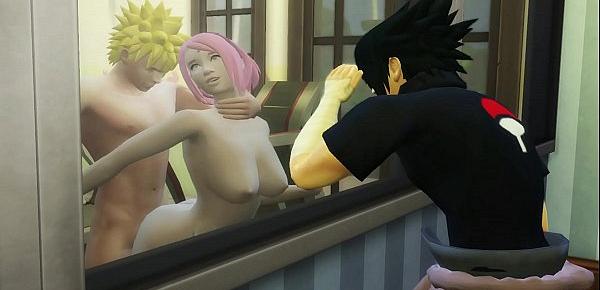  Naruto Se Folla a Sakura Anal en Frente de su Marido Cornudo Sasuke quiere matar a Naruto